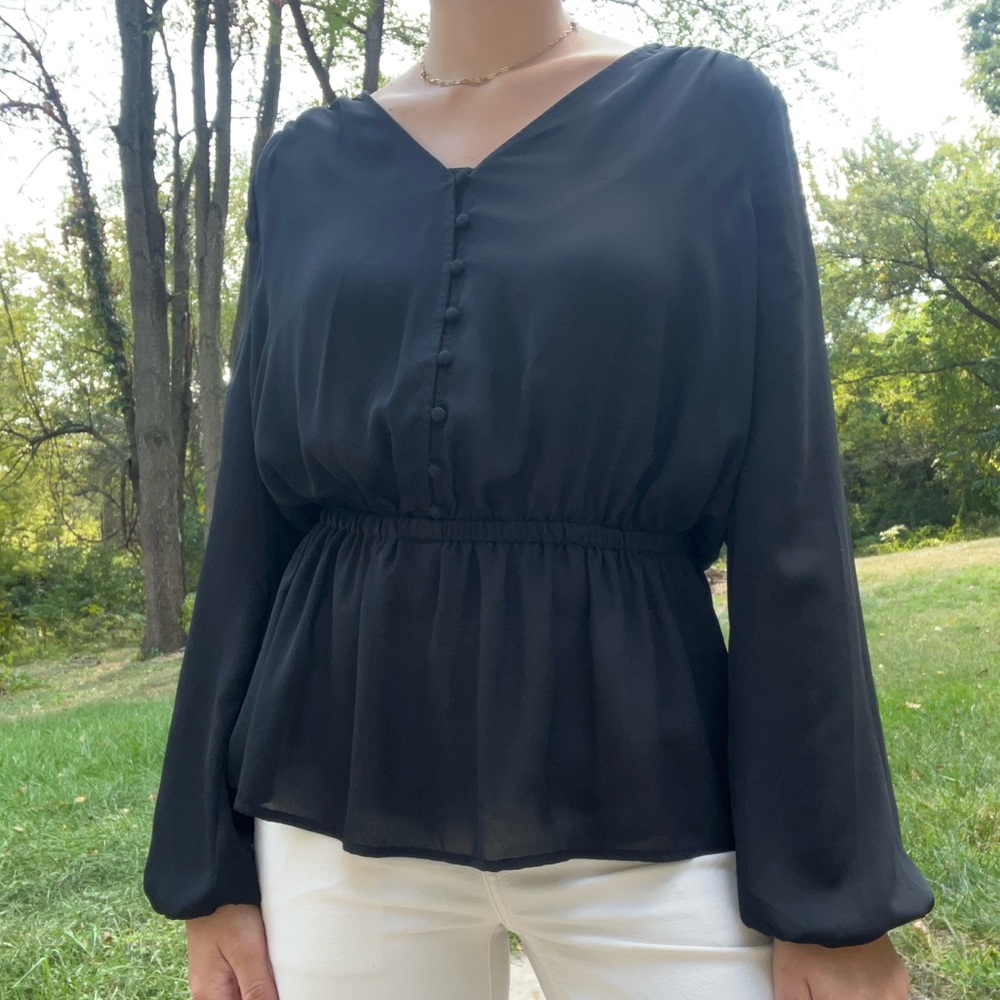 Button down baby doll blouse
